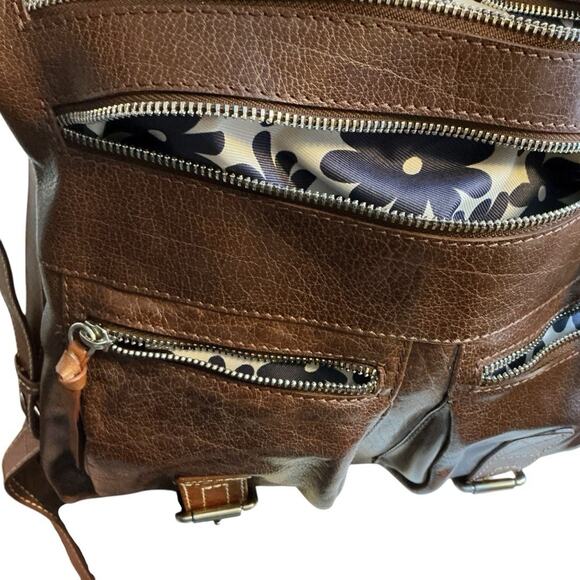 Nino Bossi Brown Crossbody Modern Bag Purse Multiple Zipper Compartments-NWOT - Picture 13 of 16